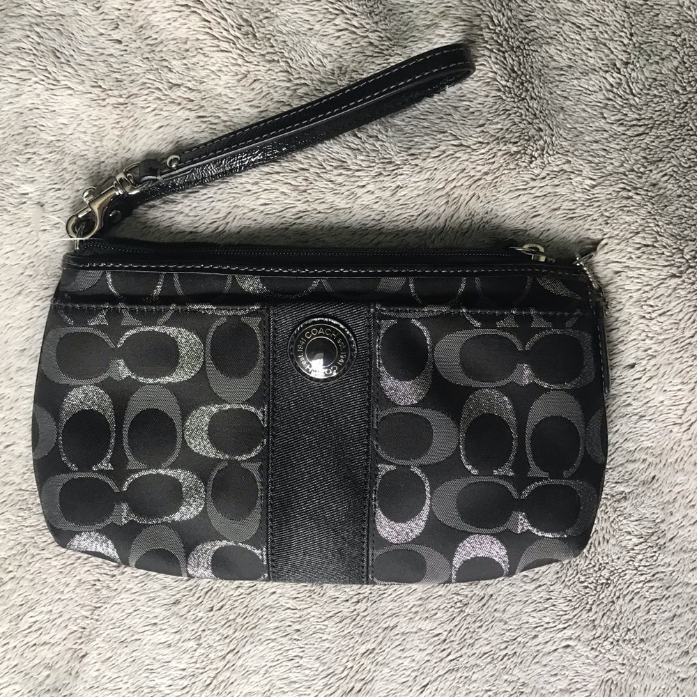 Black and silver coach wristlet - like new
